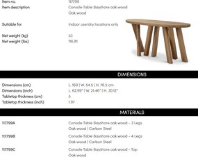 Consola design LUX din lemn de stejar Bayshore
