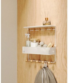 Cuier de perete alb/în culoare naturală cu raft din metal Estique – Umbra
