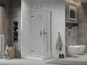 Mexen Lima Duo cabină de duș pliabilă 80 x 70 cm, transparentă, crom + cadă de duș plată - 856-080-070-01-02-4010