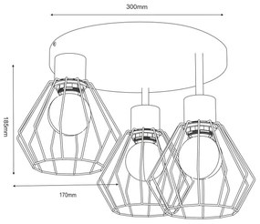 Plafonieră PARKLA 3xE27/15W/230V negru/auriu