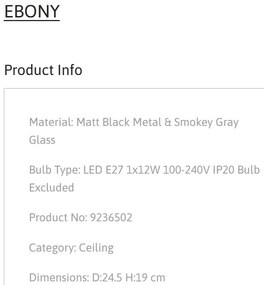Plafoniera LED design decorativ EBONY Smokey Gray, NVL-9236502