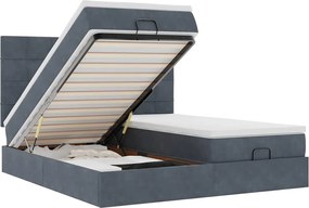 vidaXL Cadru de pat otoman cu saltele Gri închis 160x200cm catifea