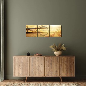 Tablou cu pod și apus de soare (cu ceas) (90x30 cm)