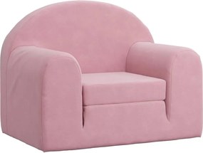 vidaXL Canapea extensibilă pentru copii, roz, pluș moale