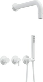 Set de dus incastrat, brat dus ploaie, para de dus si baterie, alb, Deante Silia Alb