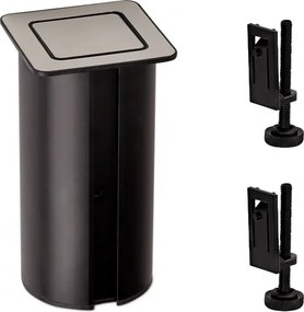 Priză încorporabilă în blat Tower, GTV 1 priză Schuko, USB A + C, negru, D:80 mm Negru, Aluminiu/Plastic, D:80 mm
