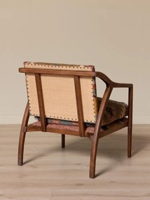 Fotoliu kilim din iută naturala și lână, cu structura din lemn de mango, 83×68×75 cm, „Ayaco"