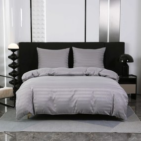 Lenjerie de pat hoteliera din microfibra JASMINE gri deschis - dunga 2 cm, buzunar hotelier Dimensiune lenjerie de pat: 70 x 90 cm | 140 x 220 cm