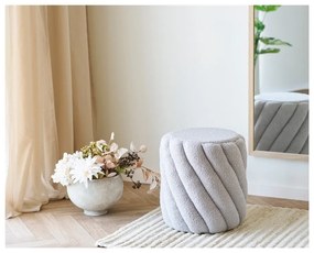 Taburet gri cu tapițerie din țesătură bouclé Sana – House Nordic