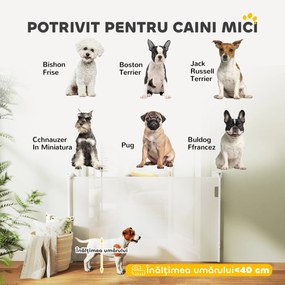 PawHut Gard Extensibil pentru Câini 0-144cm cu Blocare Automată, Alb | Aosom Romania