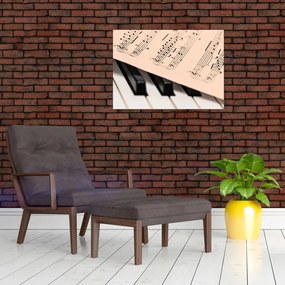 Tablou cu pian și notele muzicale (70x50 cm)