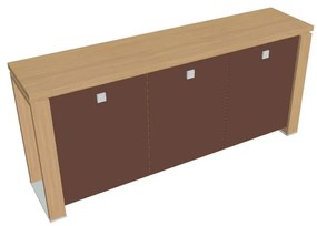 Dulap mic Verno+ 200 x 46 x 90 cm, uși de sticlă, stejar deschis / maro