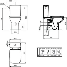 Rezervor vas wc Ideal Standard i.Life B alb lucios cu alimentare laterala