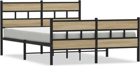 vidaXL Cadru de pat metalic fără saltea, stejar sonoma, 140x200 cm