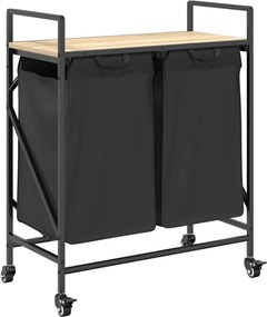 vidaXL Coș de rufe 2 compartimente cu roți stejar sonoma