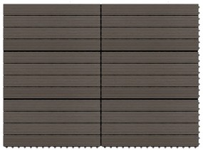 vidaXL Plăci de pardoseală, 6 buc., maro închis, 60x30cm, WPC, 1,08 m²