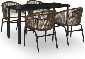 vidaXL Set de mobilier pentru grădină, 5 piese, maro