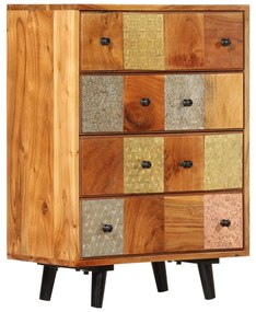 354984 vidaXL Comodă cu sertare 55x30x75 cm, lemn masiv de acacia și metal