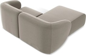 Colțar maro deschis cu tapițerie din catifea (cu colț pe partea stângă/cu șezlong) Lani – Makamii