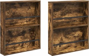 vidaXL Raft pentru reviste 2 pcs Stejar fumuriu 60 x 12 x 70 cm