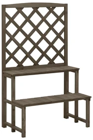 vidaXL Suport plante cu spalier, gri, 70x42x115 cm, lemn masiv de brad