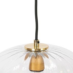 Lampă suspendată Art Deco aurie cu sticlă rotundă cu 3 lumini - Ayesha