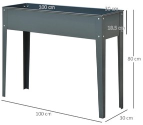 Outsunny Jardiniera de 100x30x 80cm din Metal pentru Pat de Gradina Inaltat cu Material Durabil si 3 Orificii de Scurgere