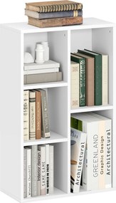 HOMCOM Bibliotecă raft de depozitare 2 nivele cu 5 compartimente, pentru living dormitor birou, 50x24x80cm, alb | Aosom Romania