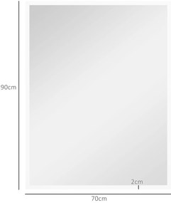 HOMCOM Oglindă Dreptunghiulară de Baie 70x90 cm Oglindă de Perete Decorativă pentru Living Antreu Hol Orizontală sau Verticală Albă | Aosom Romania
