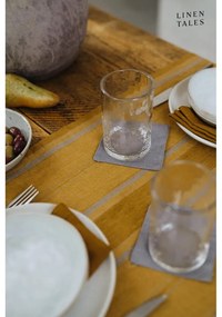 Napron de masă din in 200x200 cm Amber Bronze Stripes – Linen Tales