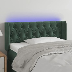 3123617 vidaXL Tăblie de pat cu LED, verde închis, 103x16x78/88 cm, catifea