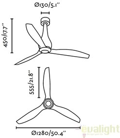 Ventilator cu telecomanda ETERFAN MINI negru mat/ lemn 32028