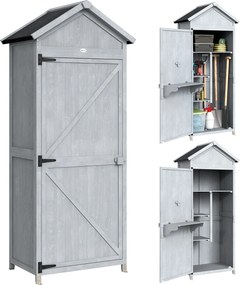 Outsunny Căsuță din lemn, 77x52.5x178cm, Dulap cu banc de lucru rabatabil | Aosom Romania