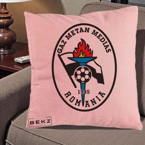 Perna Personalizata Gaz Metan Medias 1945 Fotbal, 40x40 cm, Roz, Husa Detasabila, Perna Inclusa, BEKZ®