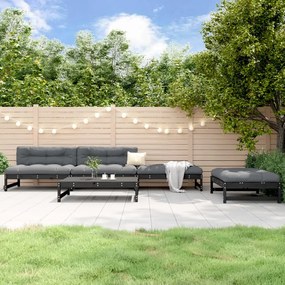 3186603 vidaXL Set Set mobilier relaxare grădină 5 piese negru lemn masiv pin