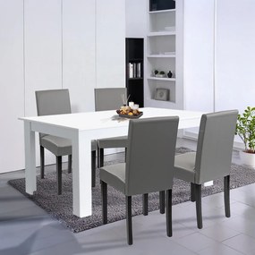 Set de masă Leon 4+1 alb-gri