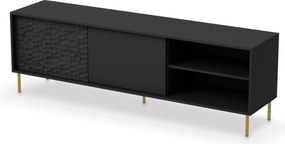Comoda TV BULLET, negru/auriu, PAL laminat, 180x41x58 cm