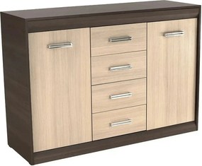 Comoda KORINA, stejar/wenge, DTD laminat, 140x48x100 cm