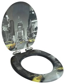 vidaXL Capac WC cu închidere silențioasă, MDF, design New York