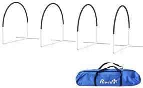 PawHut Lot de 4 piese echipament agility - hooper agility - arceau antrenament pentru câini, obstacol cu sac de transport | Aosom Romania