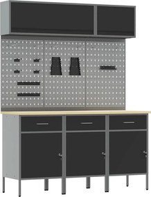 vidaXL Set de dulapuri de lucru cu sertar cu depozitare 8 pcs Negru