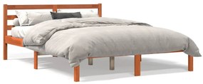 844140 vidaXL Cadru de pat, maro ceruit, 135x190 cm, lemn masiv de pin