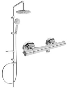 Mexen Slim Carl set de duș pe perete cu duș de ploaie și baterie de duș termostatică, crom - 77105240-00