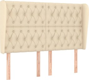 vidaXL Tăblie de pat cu aripioare, crem, 163x23x118/128 cm, textil