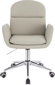 HR480K Scaun Ecru Piele Ecologica Premium Soft cu Bază Cromata