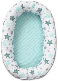 Baby nest multifunctional cu husa detasabila Kidizi All Mint Stars 95x50 cm