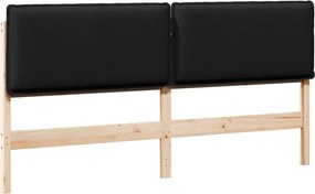 vidaXL Tăblie tapițată Natural și Negru 200 cm Lemn de pin masiv