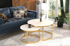 Măsuță de cafea 2in1 OKIN – 75x75x43 cm – Auriu / Alb