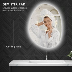 HOMCOM Oglindă de Baie LED cu Comutator Tactil Inteligent și  Intensitate Reglabilă, 80x5x60 cm, Argintiu | Aosom Romania
