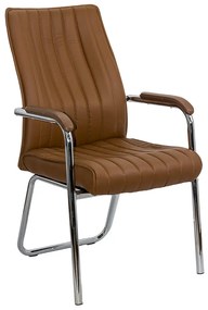 Scaun vizitator maro HRC 614 din piele ecologică și cadru cromat